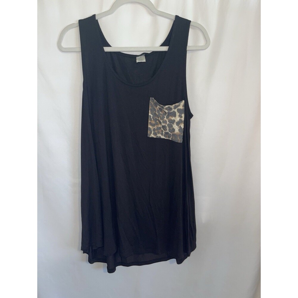 Heimish USA Tank Top Black Cheetah Pocket Stretch Women’s SZ L New With Tags - Picture 5 of 10